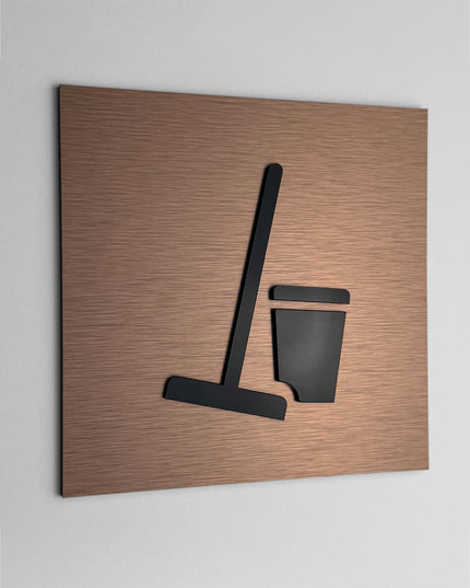 ALUMADESIGNCO utility room door sign with minimalist modern style, signage for offices, hotels, warehouses, and contemporary interiors