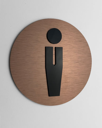 Premium round male bathroom plaque by ALUMADESIGNCO, modern restroom door sign for hospitality interiors, restaurants, offices, and public spaces