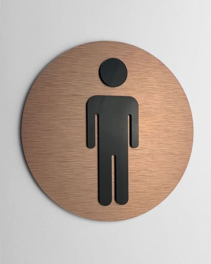 Premium round male restroom plaque by ALUMADESIGNCO, modern toilet door sign for hospitality interiors, restaurants, offices, and public spaces