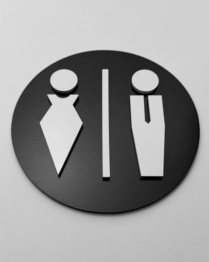 Male and female bathroom sign by ALUMADESIGNCO, modern restroom door plaque for hotels, offices, restaurants, and public interior spaces