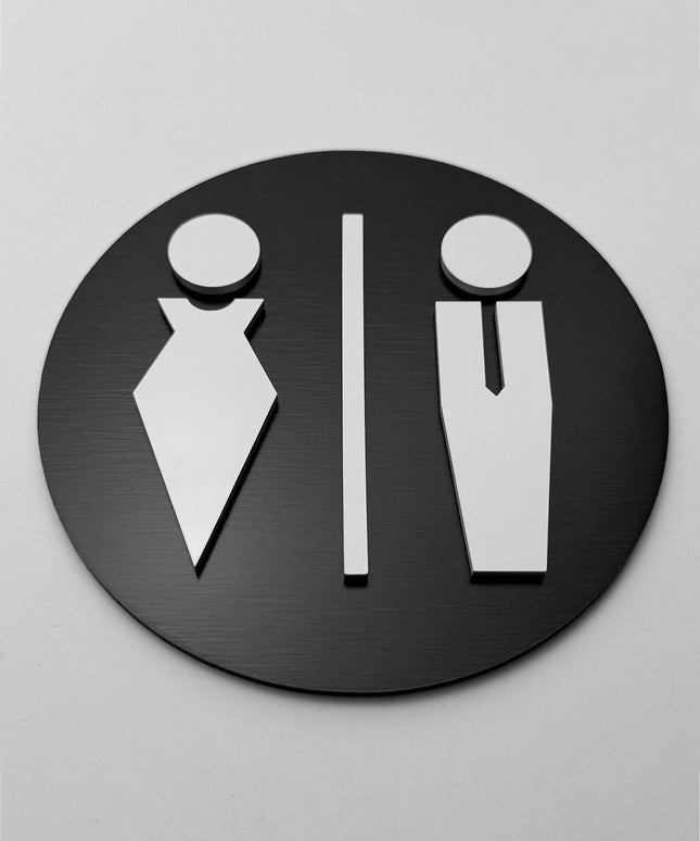 Male and female bathroom sign by ALUMADESIGNCO, modern restroom door plaque for hotels, offices, restaurants, and public interior spaces