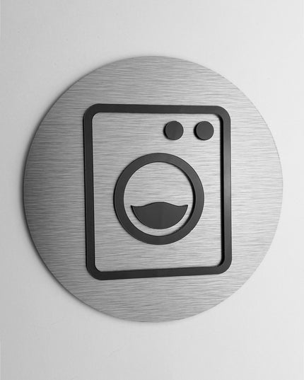 ALUMADESIGNCO laundry room door sign with minimalist modern style, utility room signage for apartments, hotels, offices, and contemporary interiors