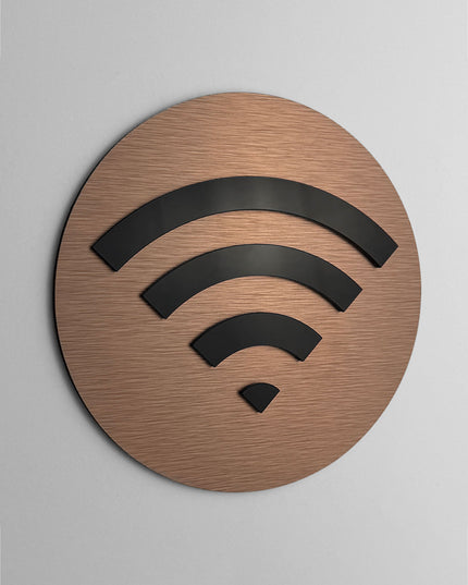 ALUMADESIGNCO WiFi sign for guest room with minimalist modern style, guest information signage for hotels, Airbnb properties, apartments, and contemporary interiors