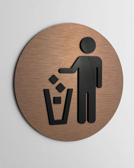 Premium recycling only plaque by ALUMADESIGNCO, modern waste management sign for hospitality interiors, offices, restaurants, and public spaces