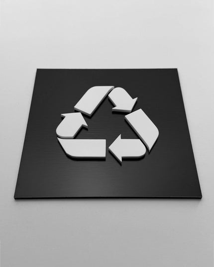 Trash recycle sign by ALUMADESIGNCO, stylish waste management plaque for kitchens, offices, restaurants, and modern interior spaces
