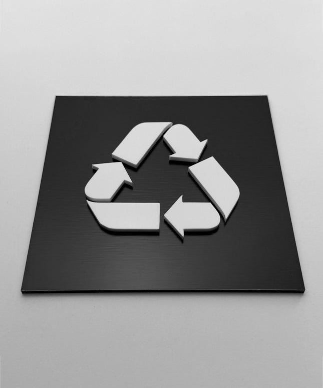Trash recycle sign by ALUMADESIGNCO, stylish waste management plaque for kitchens, offices, restaurants, and modern interior spaces