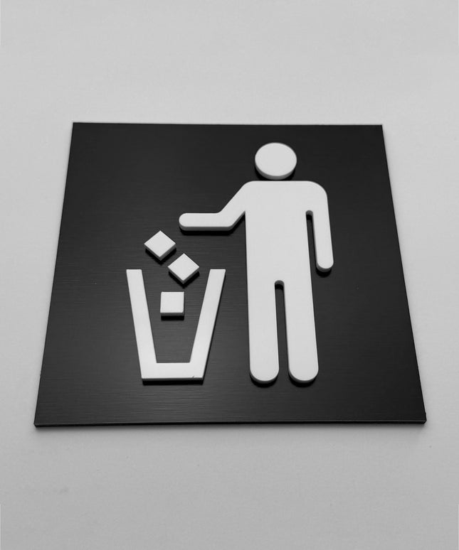 Garbage recycle sign by ALUMADESIGNCO, stylish waste management plaque for kitchens, offices, restaurants, and modern interior spaces
