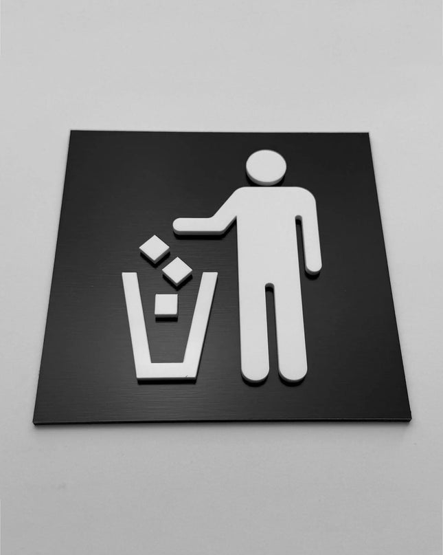 Garbage recycle sign by ALUMADESIGNCO, stylish waste management plaque for kitchens, offices, restaurants, and modern interior spaces