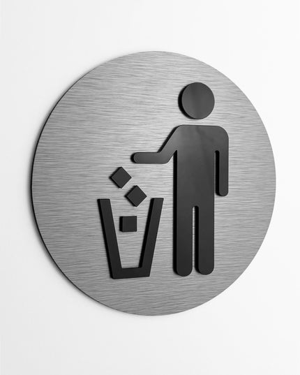 ALUMADESIGNCO recycling only signage with minimalist modern style, waste sorting sign for offices, hotels, apartments, and contemporary interiors
