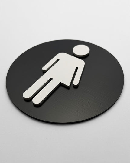 ALUMADESIGNCO unisex restroom door sign with minimalist design, stylish bathroom signage for offices, hospitality spaces, and commercial buildings