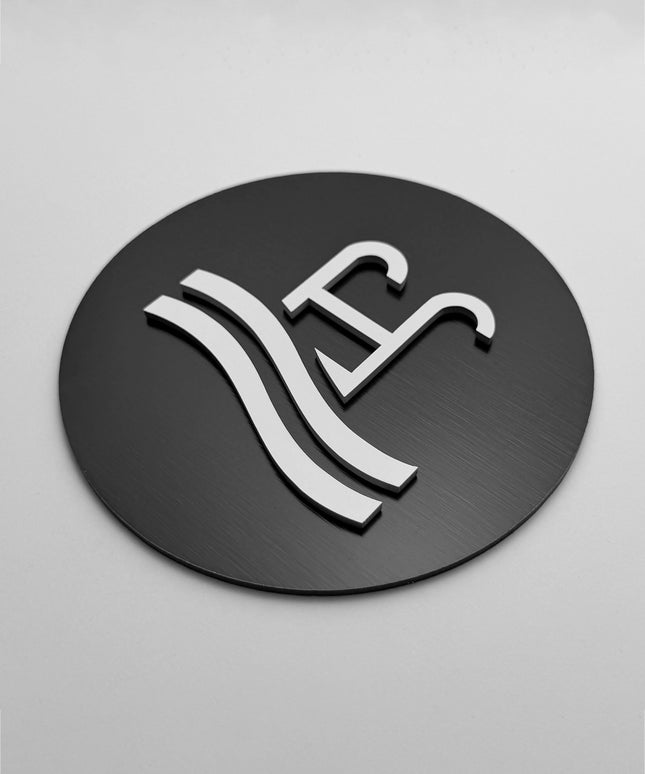 Pool area sign by ALUMADESIGNCO, stylish wall plaque for hotels, wellness spaces, apartment amenities, and modern leisure interiors