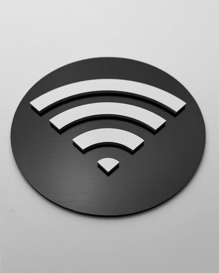 WiFi sign for guest room by ALUMADESIGNCO, stylish wall plaque for internet access in hotels, guest suites, Airbnb rentals, and modern interior spaces
