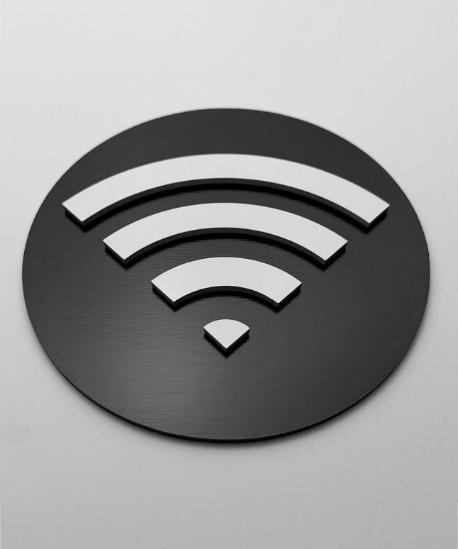 WiFi sign for guest room by ALUMADESIGNCO, stylish wall plaque for internet access in hotels, guest suites, Airbnb rentals, and modern interior spaces