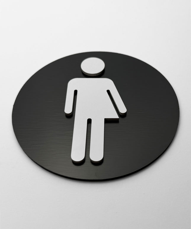 Unisex bathroom sign by ALUMADESIGNCO, modern toilet door plaque for hotels, offices, restaurants, and public interior spaces
