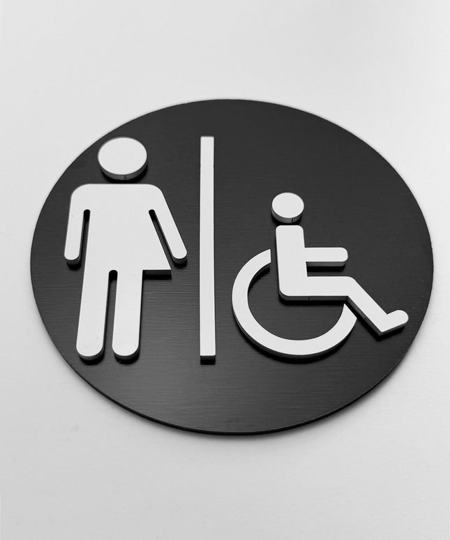 Inclusive restroom sign by ALUMADESIGNCO, modern toilet door plaque for hotels, offices, restaurants, and public interior spaces