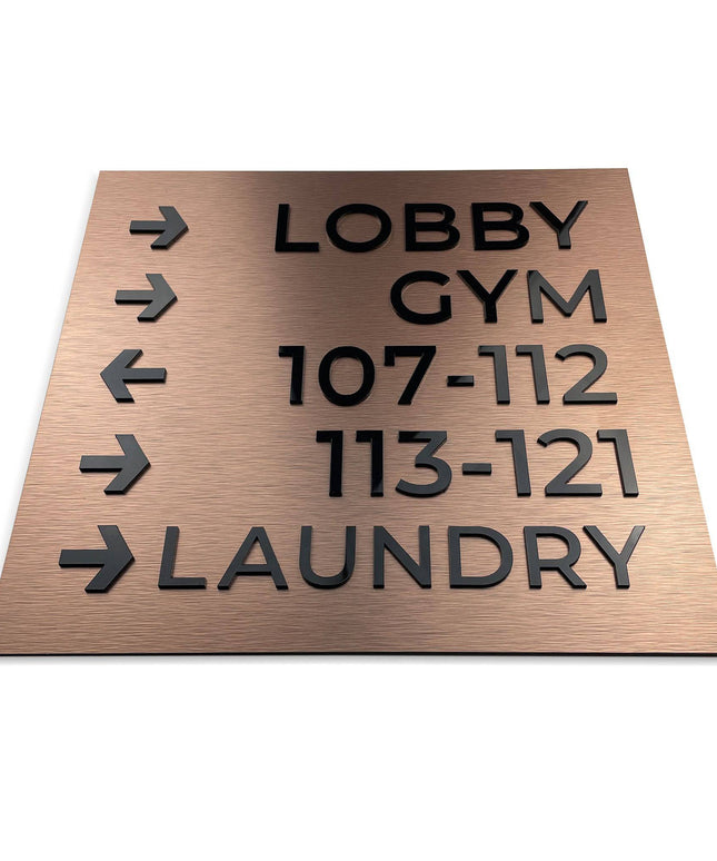 Wayfinding Sign:  Aluminium and acrylic glass — "Bronze Standard" Design - ALUMADESIGNCO Door Signs - Custom Door Signs For Business & Office