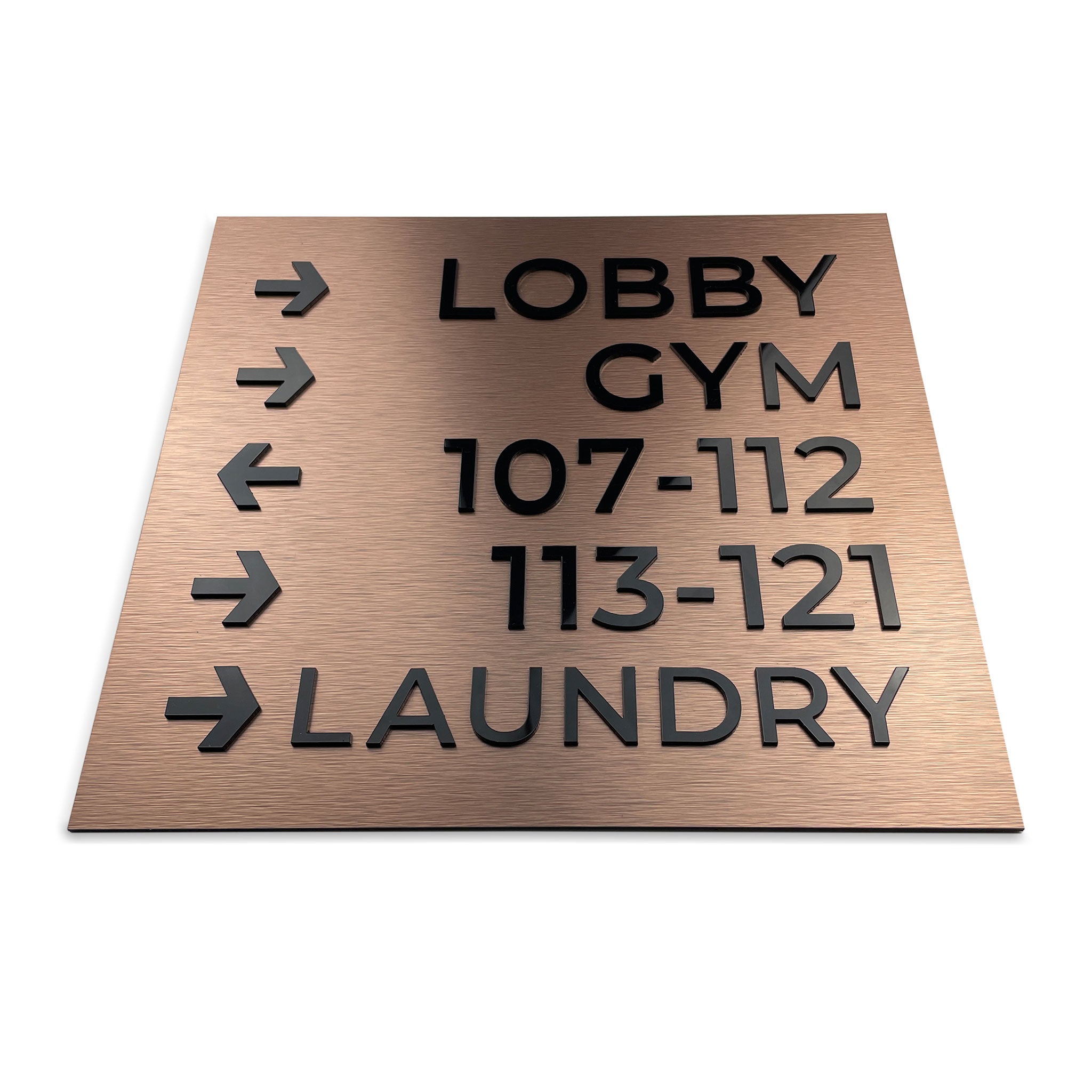 Wayfinding Sign:  Aluminium and acrylic glass — "Bronze Standard" Design - ALUMADESIGNCO Door Signs - Custom Door Signs For Business & Office