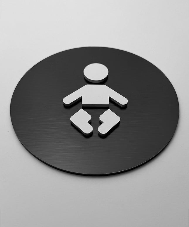 Baby change bathroom sign by ALUMADESIGNCO, stylish baby changing room plaque for hotels, cafés, offices, and public interior spaces