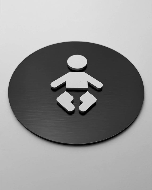 Baby change bathroom sign by ALUMADESIGNCO, stylish baby changing room plaque for hotels, cafés, offices, and public interior spaces