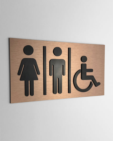 Premium all gender restroom plaque by ALUMADESIGNCO, modern bathroom door sign for hospitality interiors, restaurants, offices, and public spaces