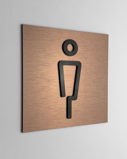 Premium men’s toilet plaque by ALUMADESIGNCO, modern bathroom door sign for hospitality interiors, restaurants, offices, and public spaces