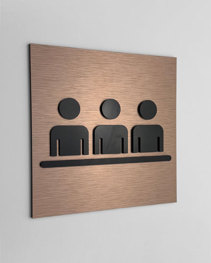 ALUMADESIGNCO meeting room door sign with minimalist modern style, office signage for conference rooms, hotels, studios, and contemporary interiors