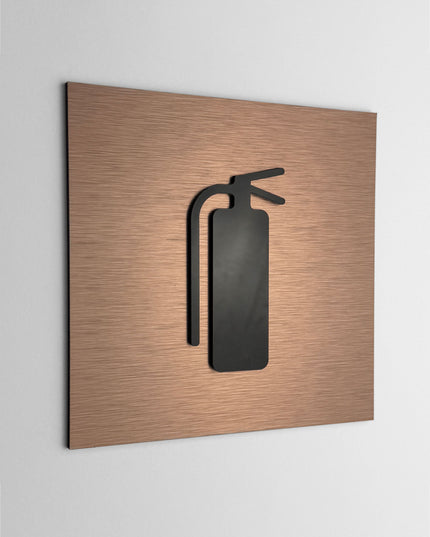 Premium fire extinguisher plaque by ALUMADESIGNCO, modern emergency sign for hospitality interiors, offices, and public buildings