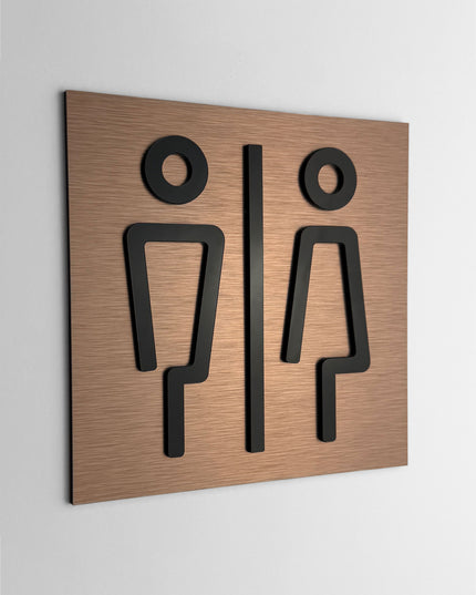 Premium women and men bathroom plaque by ALUMADESIGNCO, modern toilet door sign for hospitality interiors, restaurants, offices, and public spaces