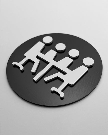 ALUMADESIGNCO conference room door sign with minimalist acrylic design, premium office signage for meeting spaces, studios, and commercial interiors