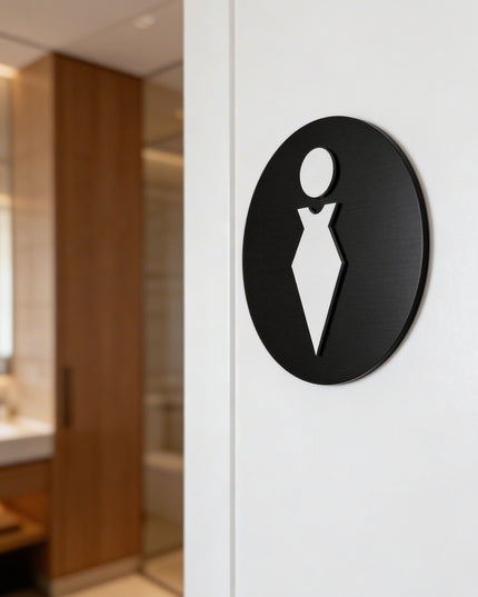 ALUMADESIGNCO ladies toilet sign for doors, premium restroom wayfinding signage for offices, hotels, apartments, and commercial spaces