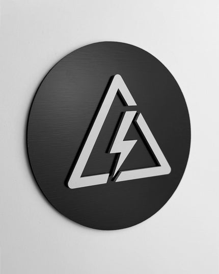 ALUMADESIGNCO electrical room sign with modern lettering, premium utility room door signage for offices, hotels, warehouses, and commercial interiors