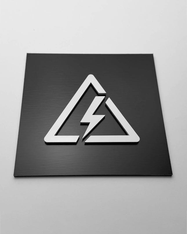 Electrical hazard sign by ALUMADESIGNCO, clear warning plaque for utility rooms, maintenance areas, offices, and industrial interior spaces