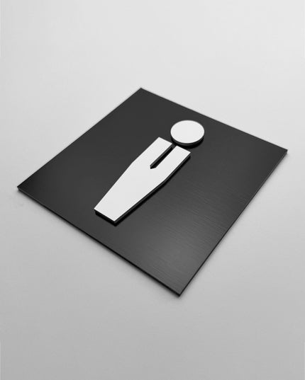 Man bathroom sign by ALUMADESIGNCO, modern men’s toilet door plaque for hotels, offices, restaurants, and public interior spaces