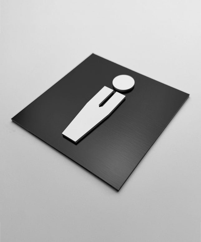 Man bathroom sign by ALUMADESIGNCO, modern men’s toilet door plaque for hotels, offices, restaurants, and public interior spaces