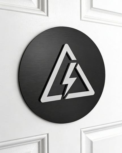 ALUMADESIGNCO utility room sign for electrical areas, premium interior signage for offices, hotels, warehouses, and business buildings