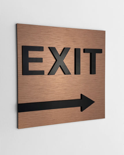Premium exit right only plaque by ALUMADESIGNCO, modern directional sign for hospitality interiors, offices, and public spaces