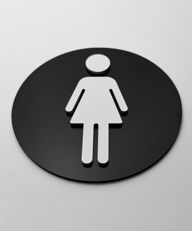 Female bathroom sign by ALUMADESIGNCO, elegant toilet door plaque for hotels, offices, restaurants, and public interior spaces