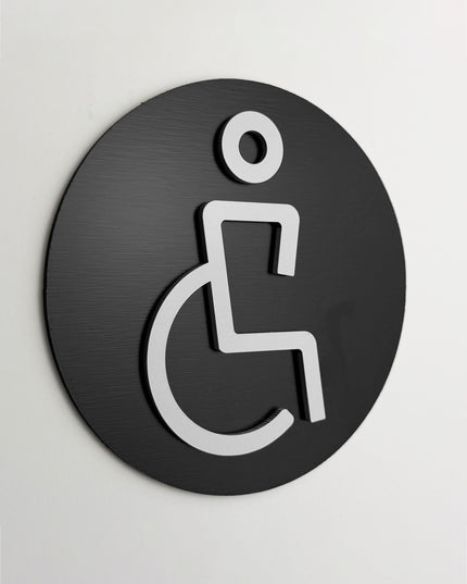 ALUMADESIGNCO handicap only sign with wheelchair symbol, premium accessible door signage for offices, hotels, restaurants, and commercial interiors