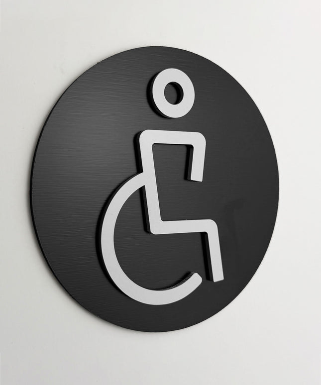ALUMADESIGNCO handicap only sign with wheelchair symbol, premium accessible door signage for offices, hotels, restaurants, and commercial interiors