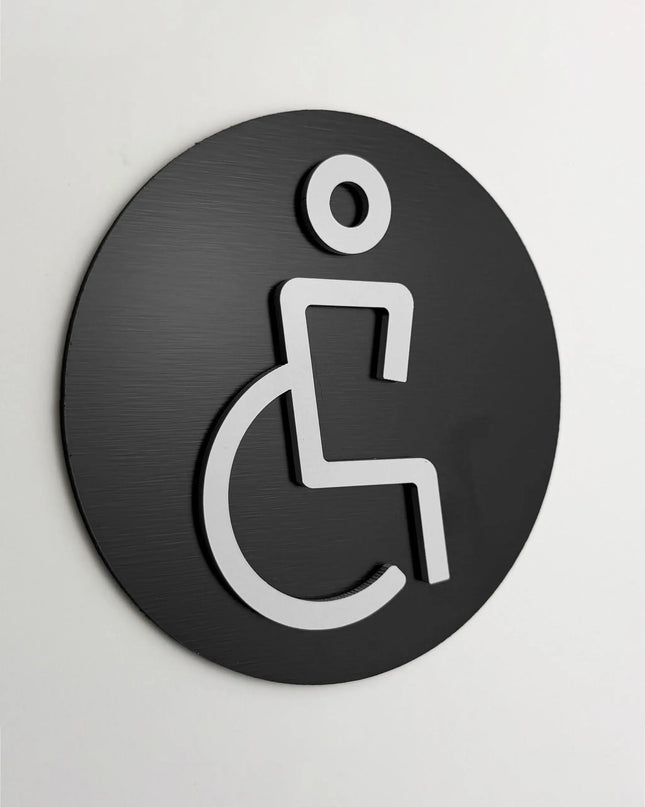 ALUMADESIGNCO handicap only sign with wheelchair symbol, premium accessible door signage for offices, hotels, restaurants, and commercial interiors