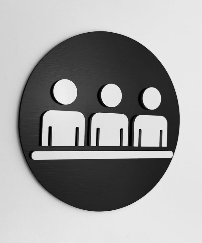 ALUMADESIGNCO meeting room door sign with modern lettering, premium office signage for conference rooms, hotels, studios, and contemporary interiors
