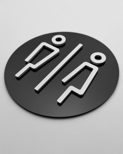 ALUMADESIGNCO male and female toilet sign for doors, premium restroom wayfinding signage for offices, hotels, apartments, and commercial spaces