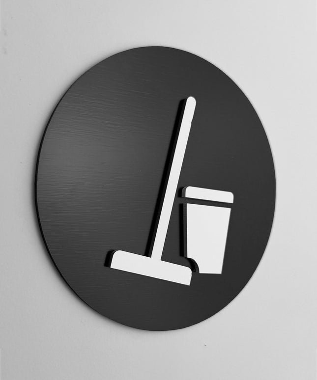 ALUMADESIGNCO hotel room cleaning sign with modern lettering, premium housekeeping door signage for hotels, resorts, apartments, and hospitality interiors