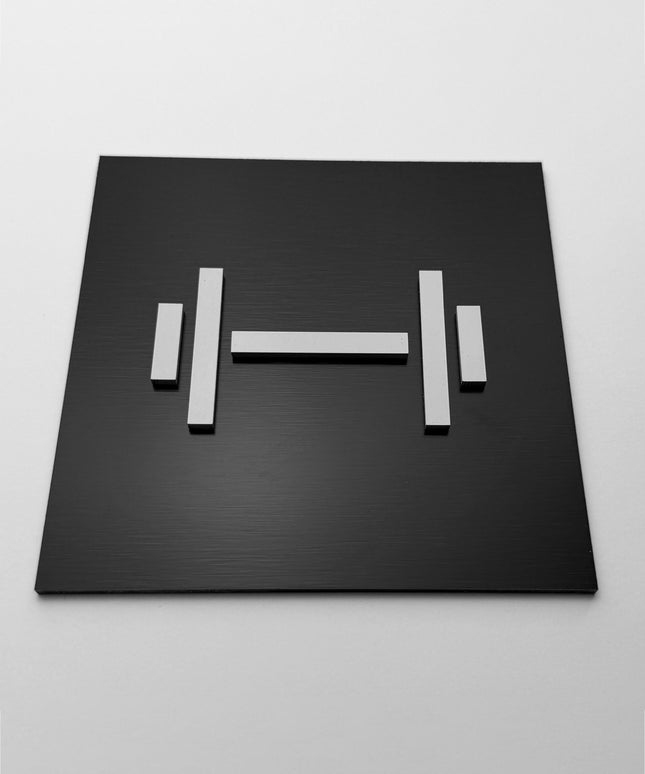 ALUMADESIGNCO fitness room door sign with minimalist design, premium signage for gyms, hotels, apartment buildings, and commercial interiors