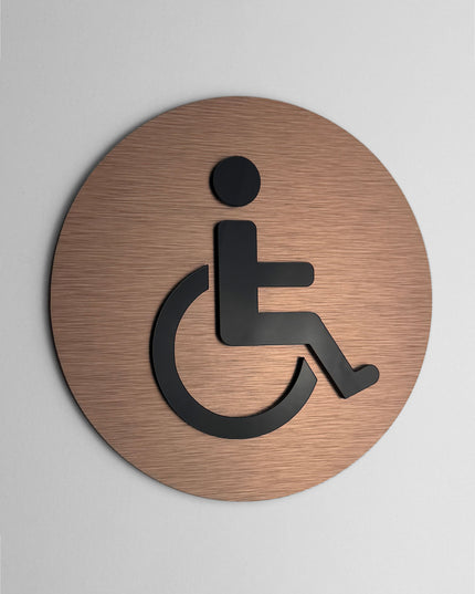 Premium handicap bathroom plaque by ALUMADESIGNCO, modern wheelchair restroom door sign for hospitality interiors, restaurants, offices, and public spaces
