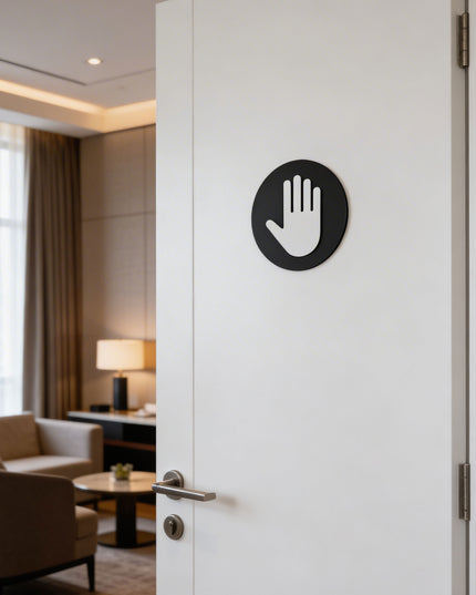 ALUMADESIGNCO staff only access sign for doors, premium restricted area signage for offices, hotels, warehouses, and business interiors