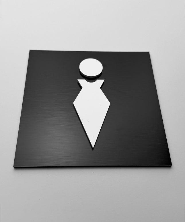 Women’s bathroom sign by ALUMADESIGNCO, elegant toilet door plaque for hotels, offices, restaurants, and public interior spaces