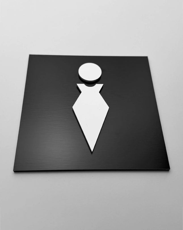 Schwarzes Damen Toilettenschild mit weißem Frauensymbol