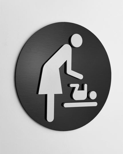 ALUMADESIGNCO mother’s room restroom sign with modern lettering, premium door signage for nursing rooms, baby care spaces, offices, and hospitality interiors