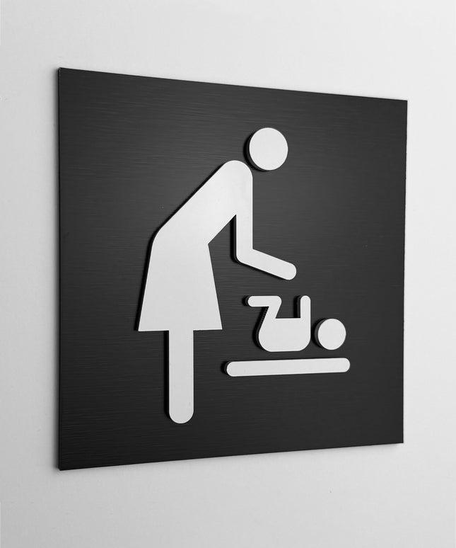 ALUMADESIGNCO mothers room bathroom sign with modern lettering, premium door signage for nursing rooms, baby care spaces, offices, and hospitality interiors